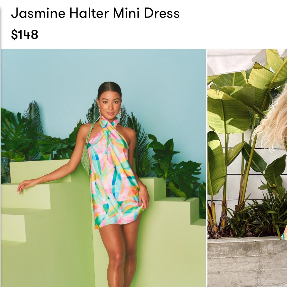 Jasmine mini halter dress tropical show me your mumu size m